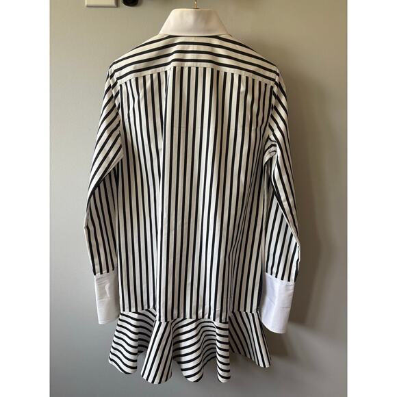 Ralph Lauren Collection Striped Mini Shirt Dress Runway Black White Collared 6 - Picture 10 of 16